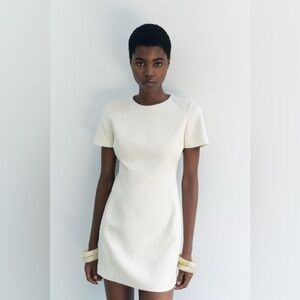 Elegant Cream Short Sleeve Dress